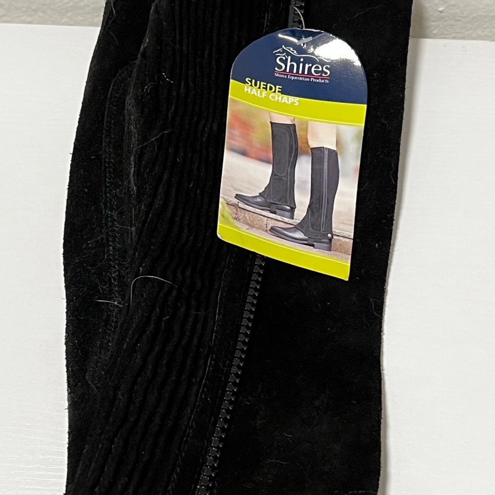 Shires Equestrian English Riding Half - Chaps. Moretta Black suede. Size XS.